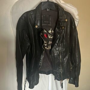 Beautiful Mauritius moto jacket, gold hardware, mint condition. Large size